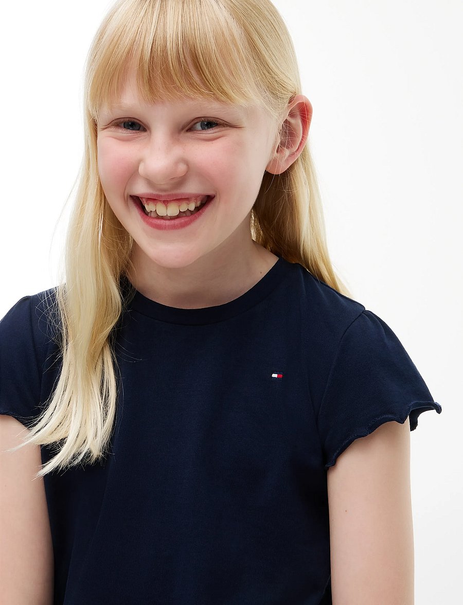 Tommy Hilfiger - ESSENTIAL RUFFLE SLEEVE TOP SS - lühikeste varrukatega t-särgid - dark blue - 3