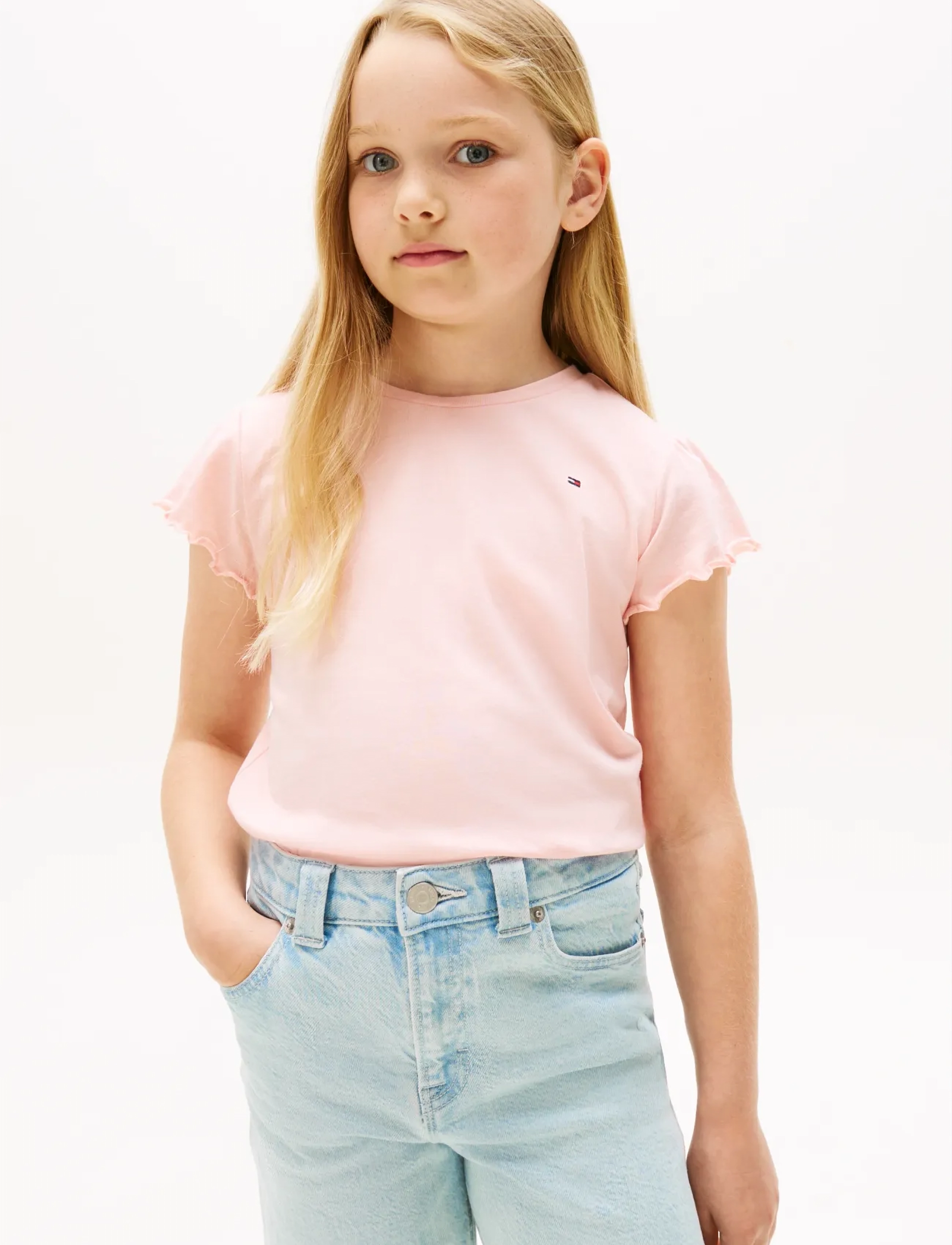 Tommy Hilfiger ESSENTIAL RUFFLE SLEEVE TOP SS - Oberteile & T-Shirts - SOFT ROSE / pink/rose