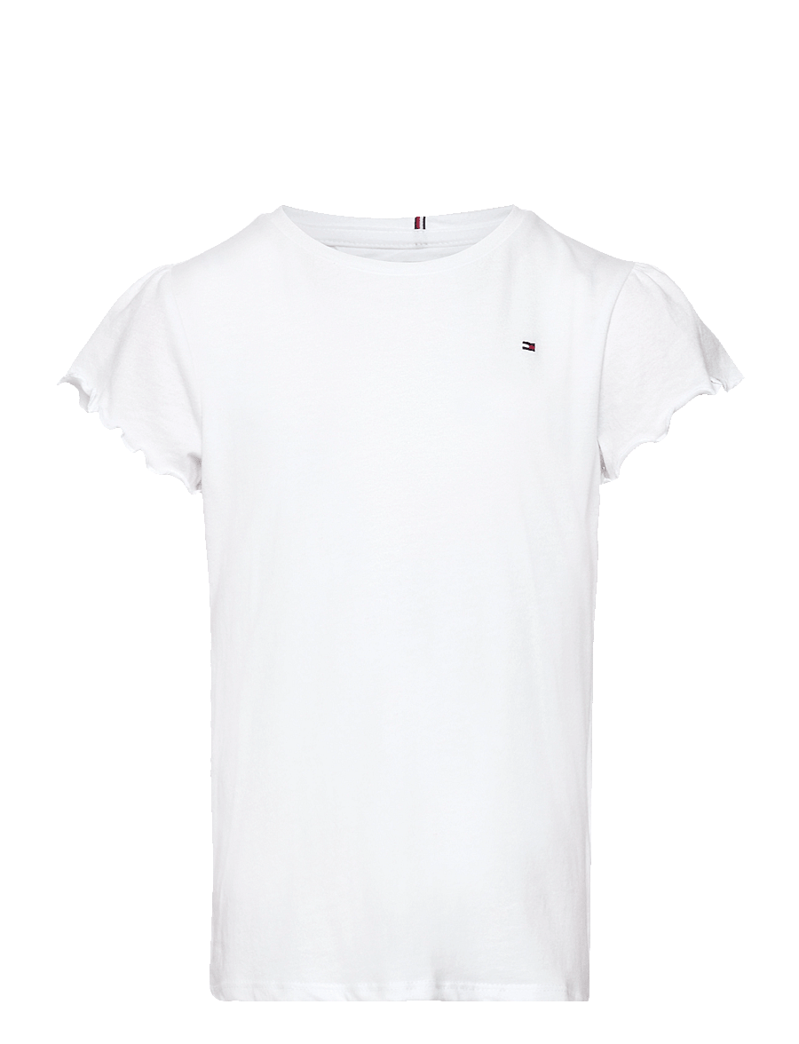 Tommy Hilfiger - ESSENTIAL RUFFLE SLEEVE TOP SS - lühikeste varrukatega t-särgid - white - 1
