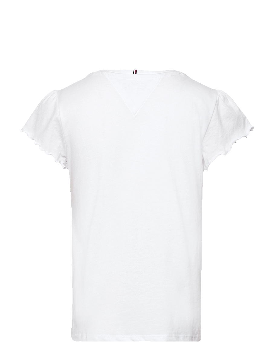 Tommy Hilfiger - ESSENTIAL RUFFLE SLEEVE TOP SS - lühikeste varrukatega t-särgid - white - 2