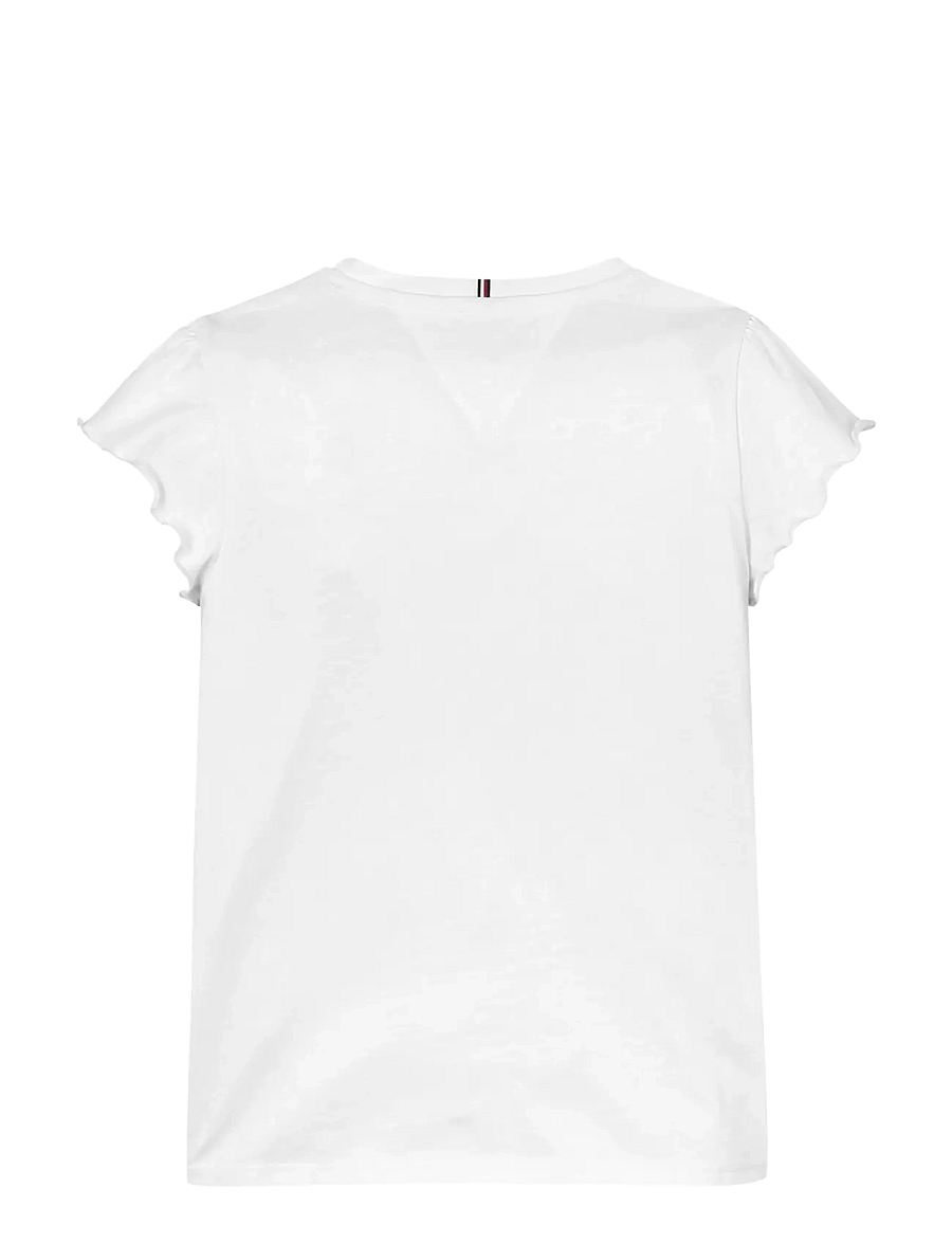Tommy Hilfiger - ESSENTIAL RUFFLE SLEEVE TOP SS - kortärmade t-shirts - white - 2