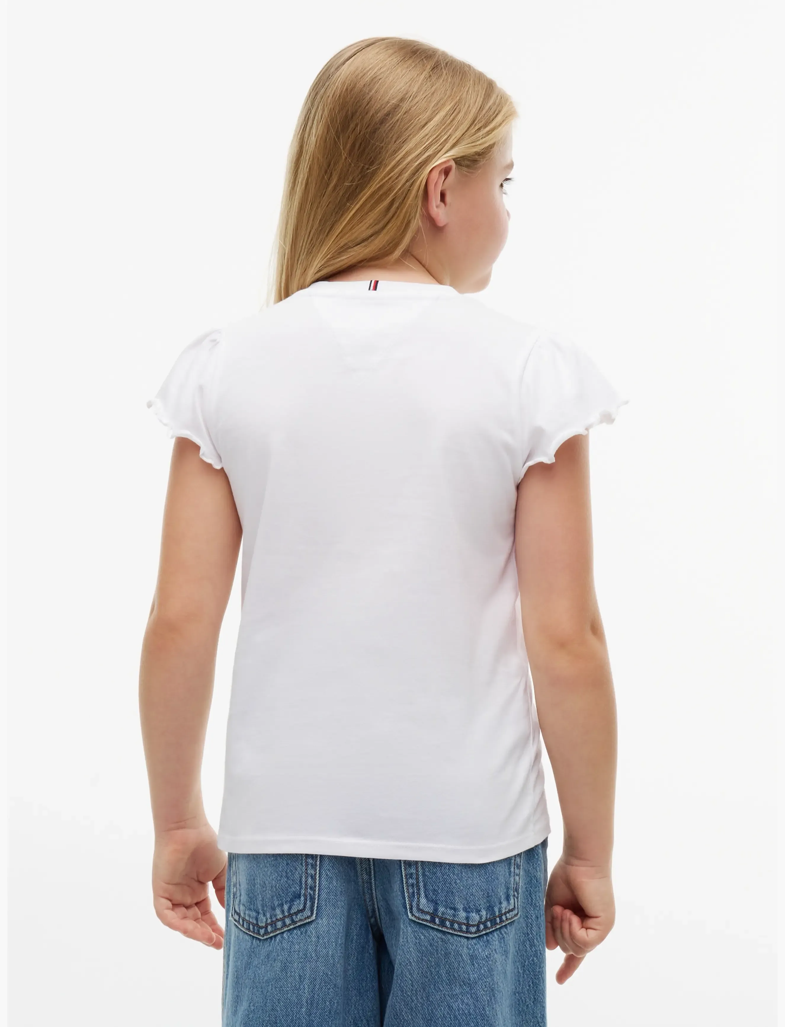 Tommy Hilfiger - ESSENTIAL RUFFLE SLEEVE TOP SS - lühikeste varrukatega t-särgid - white - 3
