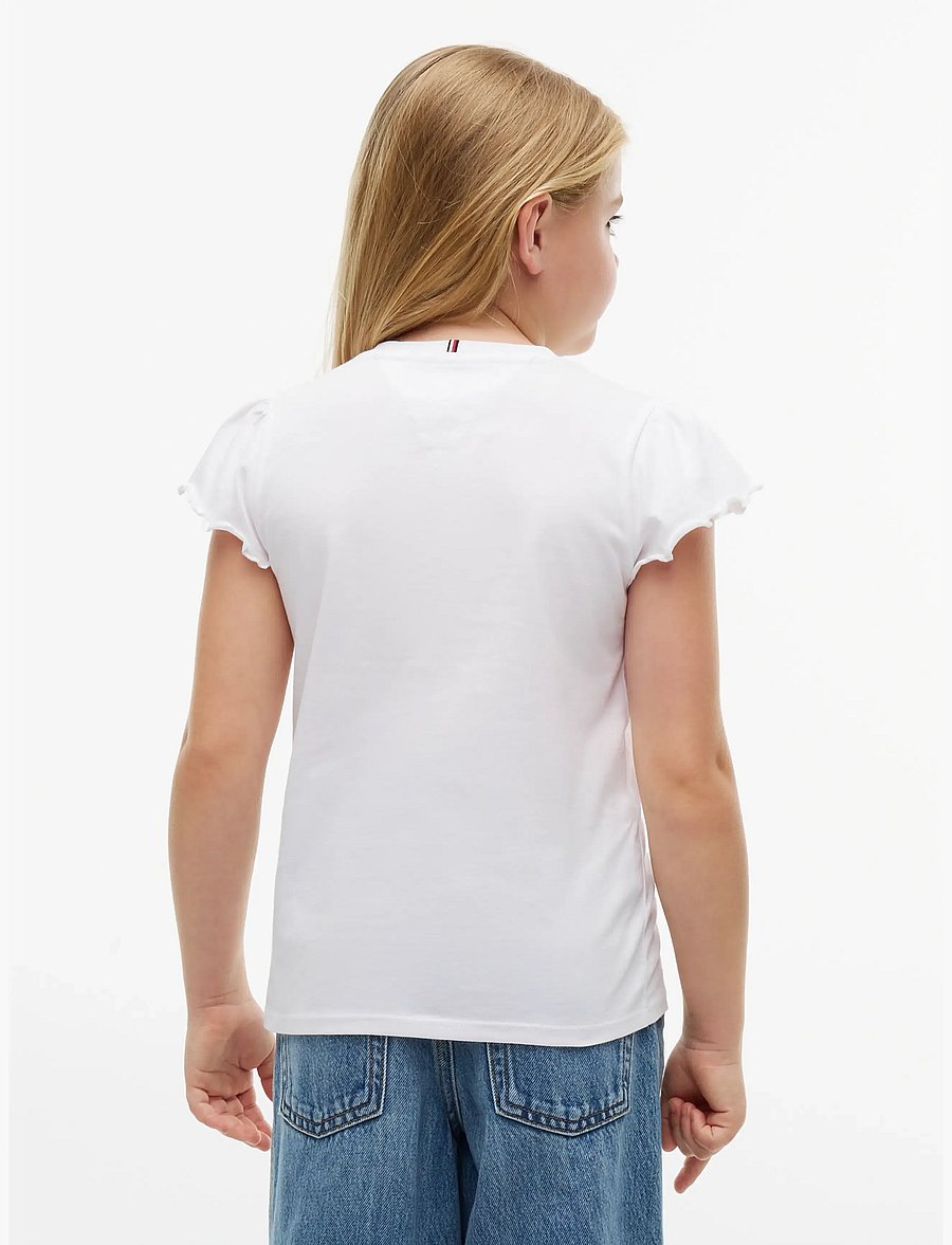 Tommy Hilfiger - ESSENTIAL RUFFLE SLEEVE TOP SS - lühikeste varrukatega t-särgid - white - 3