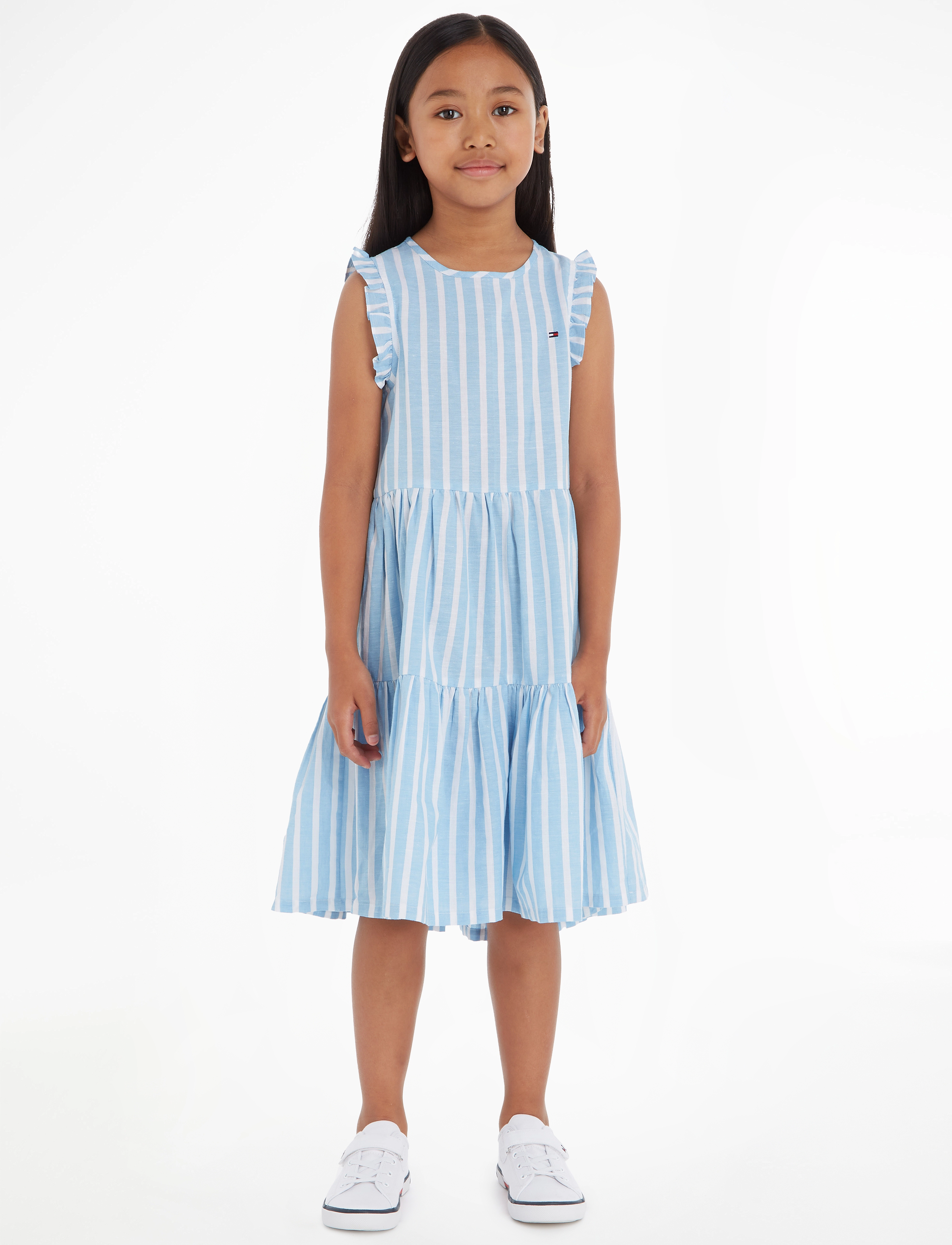 Tommy Hilfiger - STRIPED HEMP RUFFLE DRESS SLVSS - medium blue stripe - 2