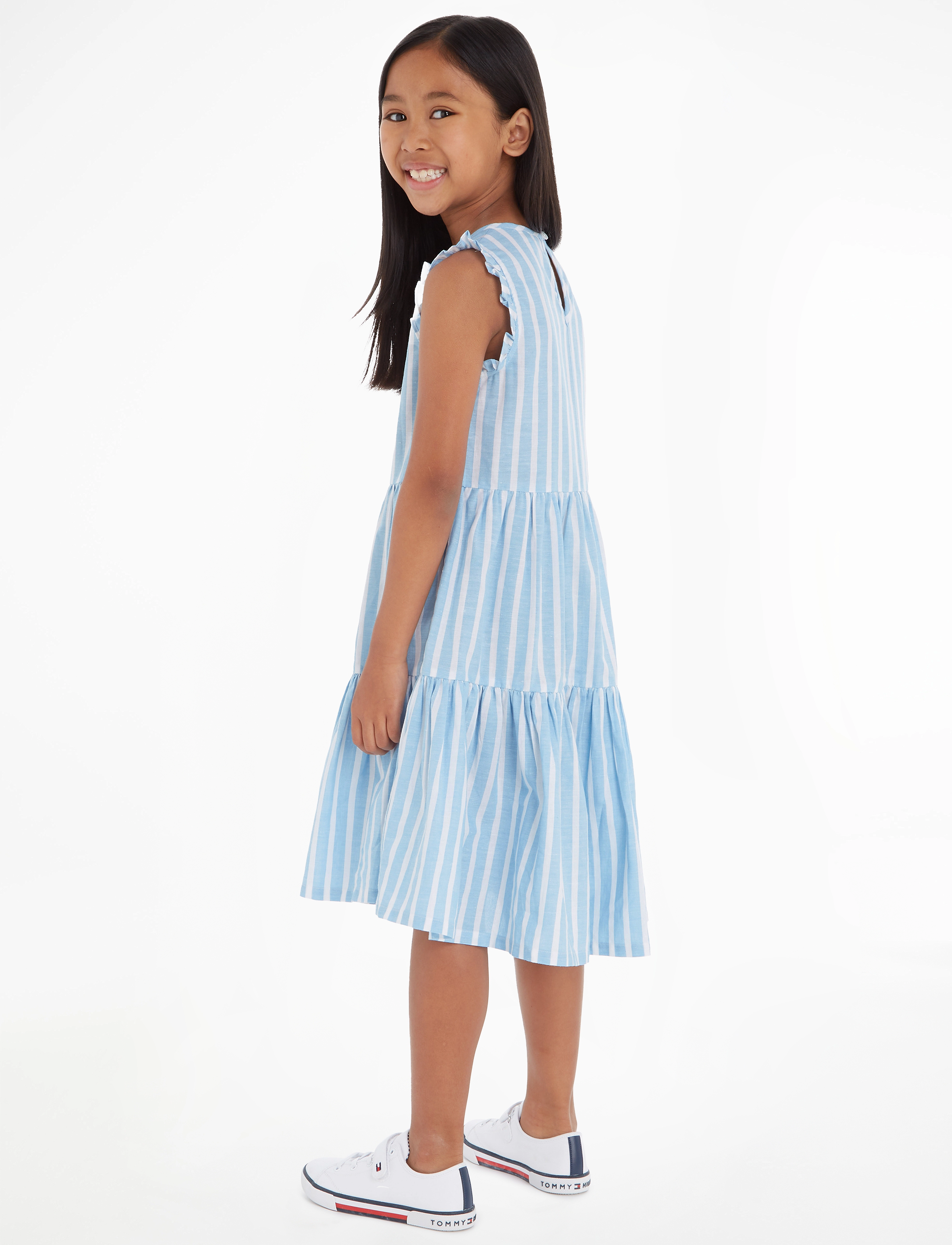 Tommy Hilfiger - STRIPED HEMP RUFFLE DRESS SLVSS - medium blue stripe - 3