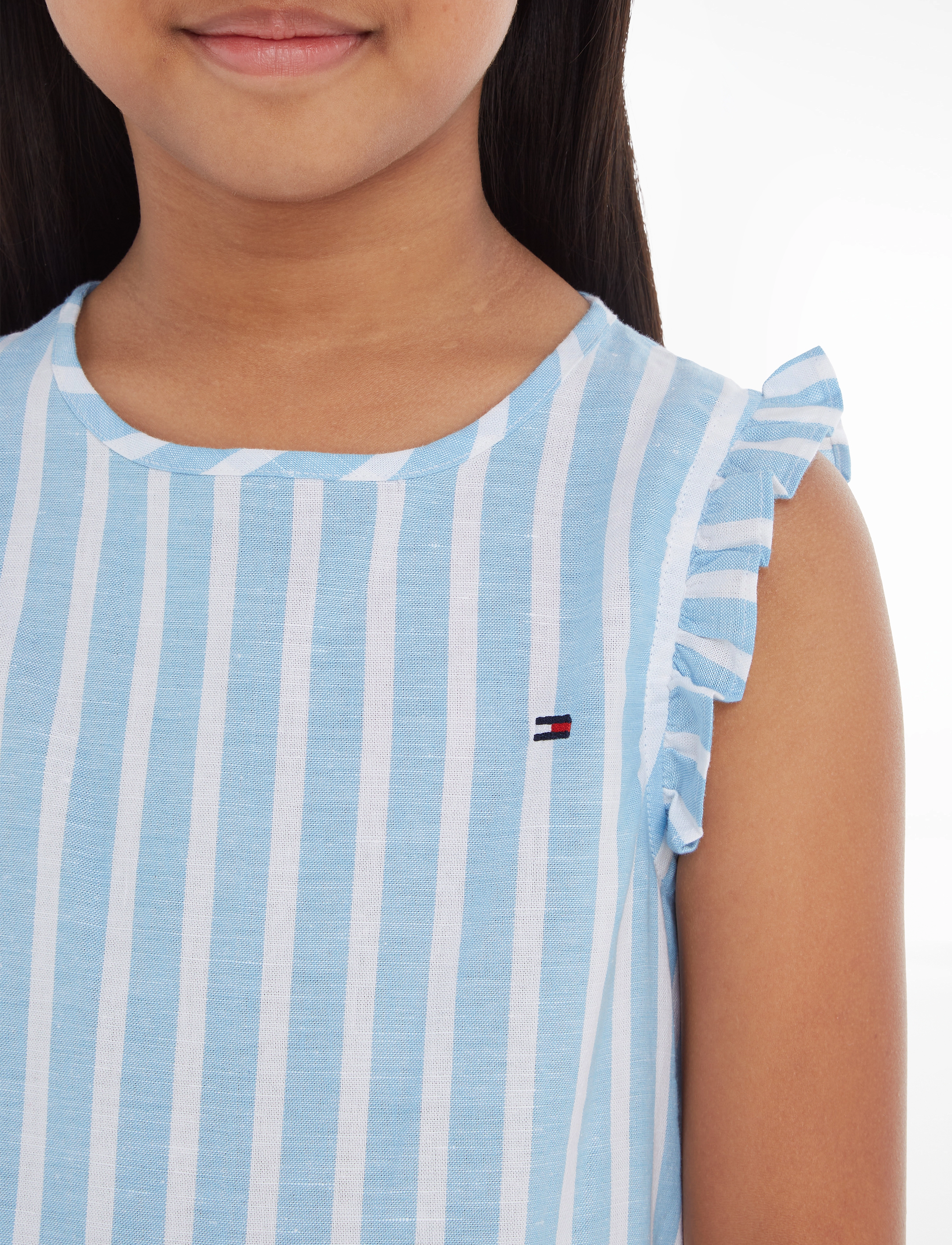 Tommy Hilfiger - STRIPED HEMP RUFFLE DRESS SLVSS - medium blue stripe - 4