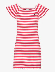 Tommy Hilfiger - OFF SHOULDER STRIPE DRESS S/S - short-sleeved casual dresses - laser pink stripe - 0