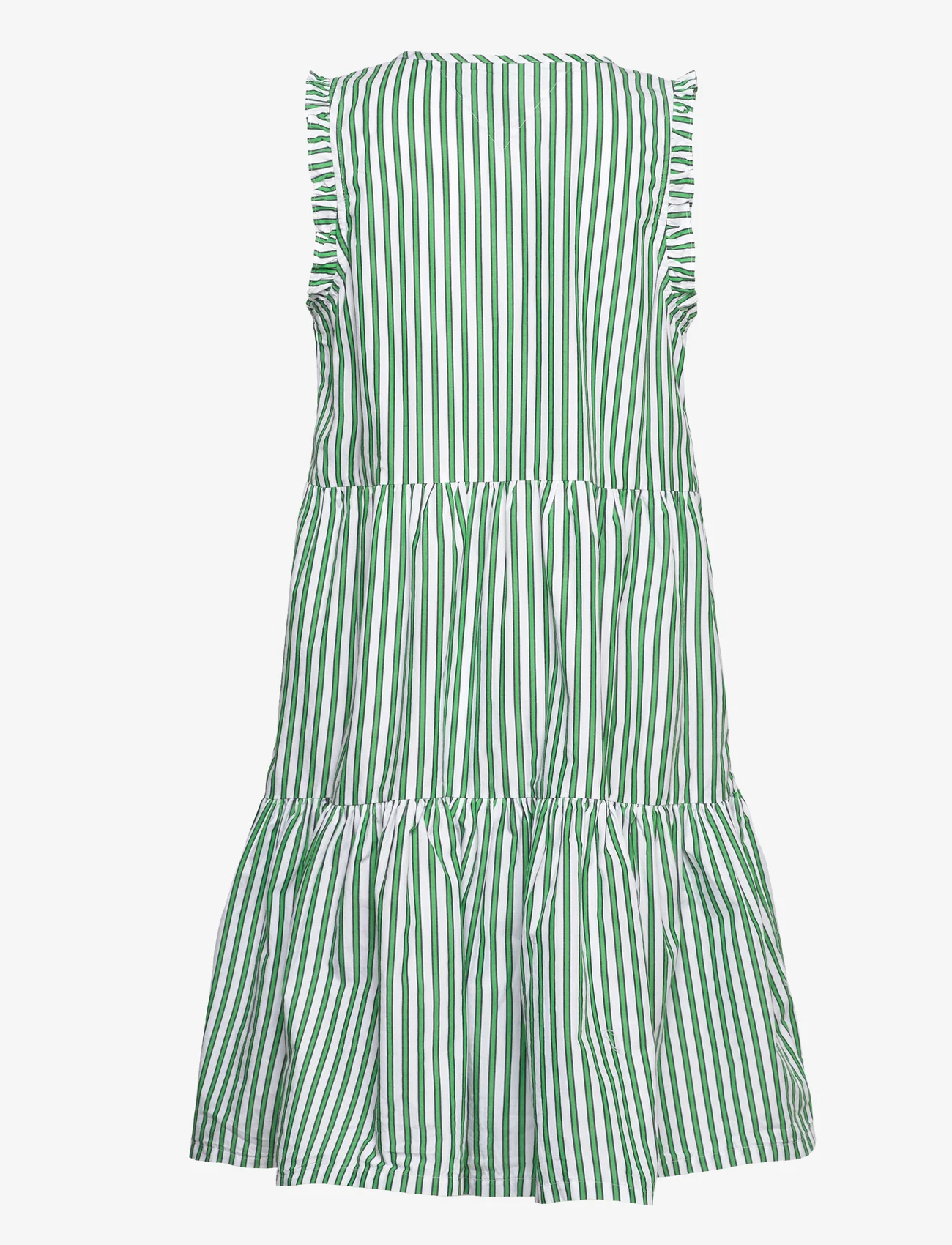 Tommy Hilfiger - STRIPED RUFFLE DRESS SLVSS - sleeveless casual dresses - spring lime stripe - 1