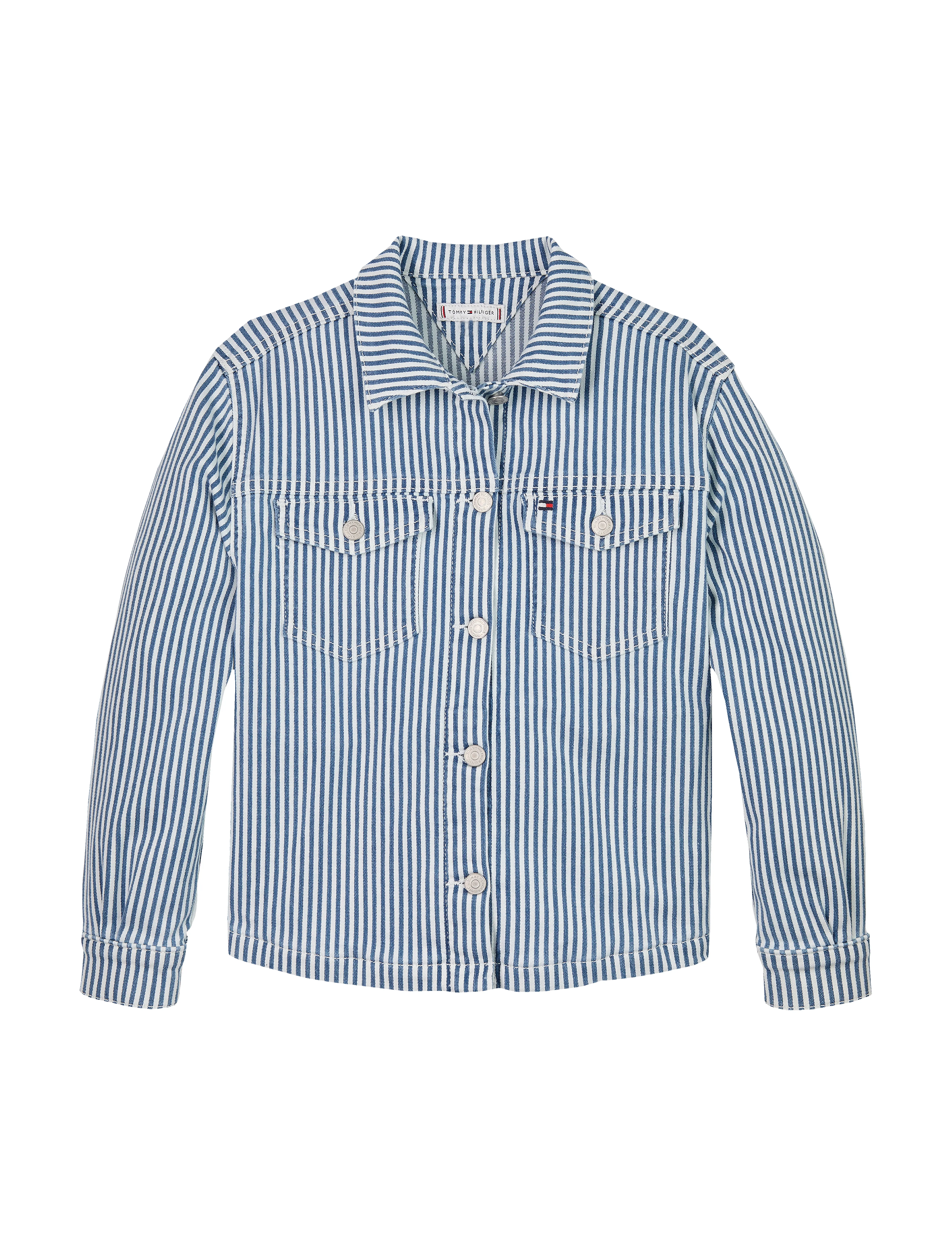 TOMMY HILFIGER Denim Overshirt Stripe Blau - 128 - Kinder