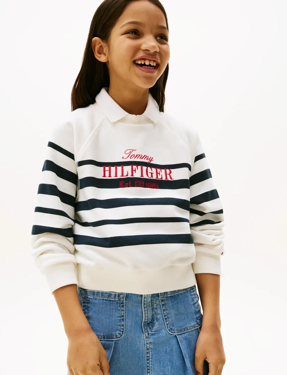 Tommy Hilfiger - TOMMY SCRIPT CN SWEATSHIRT - sweatshirts - dark night navy stripe - 0