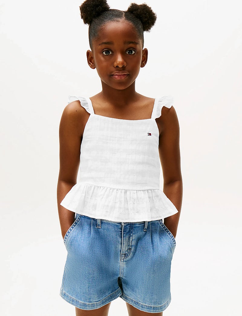 Tommy Hilfiger - TEXTURED COTTON TOP SLVLS - pluusid ja tuunikad - white - 0