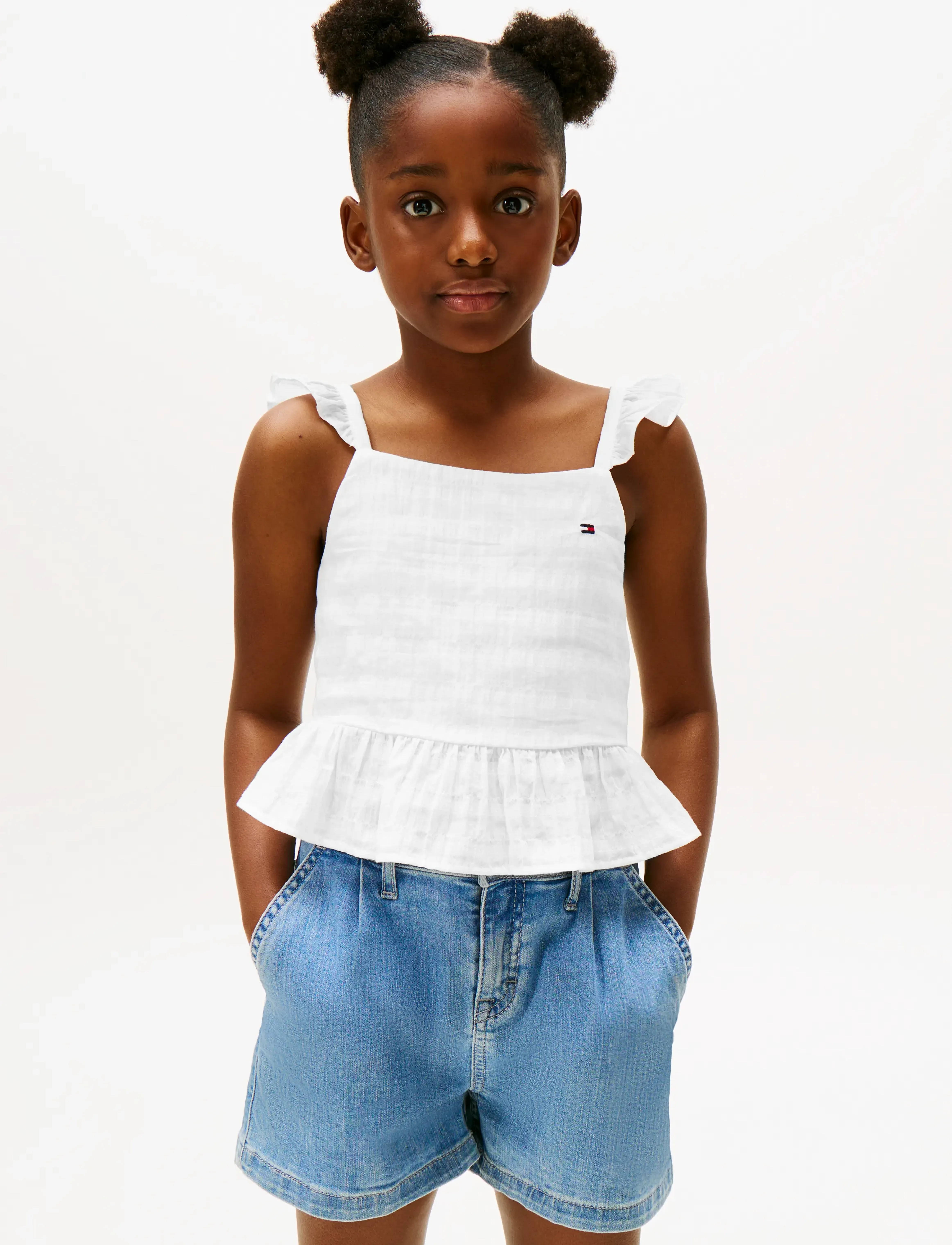 Tommy Hilfiger - TEXTURED COTTON TOP SLVLS - blusen & tuniken - white - 0