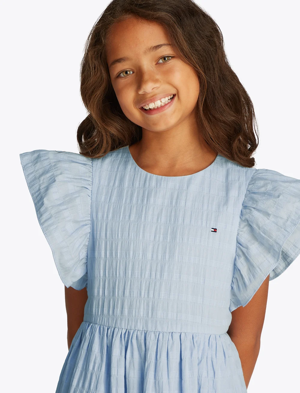 Tommy Hilfiger - TEXTURED COTTON DRESS SS - kortärmade vardagsklänningar - breezy blue - 1