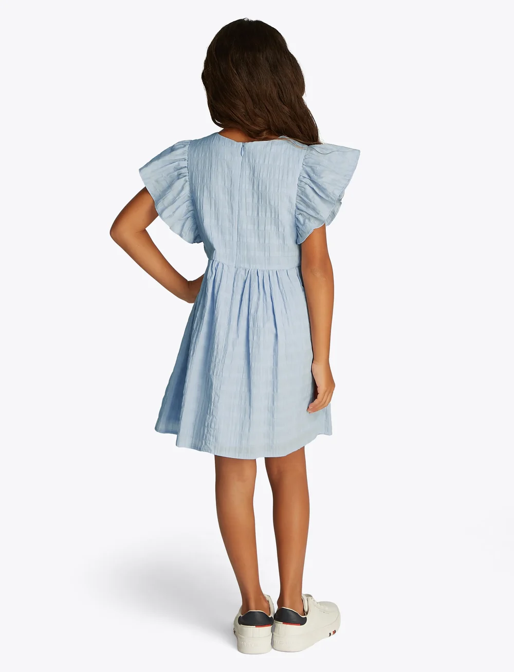 Tommy Hilfiger - TEXTURED COTTON DRESS SS - kortärmade vardagsklänningar - breezy blue - 3