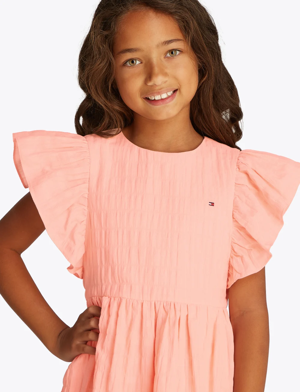 Tommy Hilfiger - TEXTURED COTTON DRESS SS - kortærmede hverdagskjoler - coral ice - 1