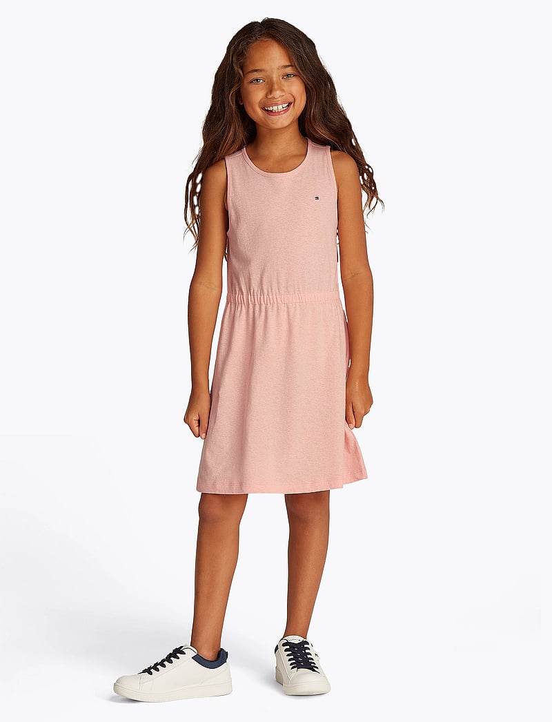 Tommy Hilfiger - LINEN JERSEY DRESS SLVLS - hihattomat arkimekot - coral ice - 0