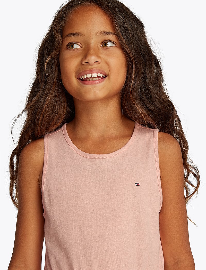 Tommy Hilfiger - LINEN JERSEY DRESS SLVLS - hihattomat arkimekot - coral ice - 4