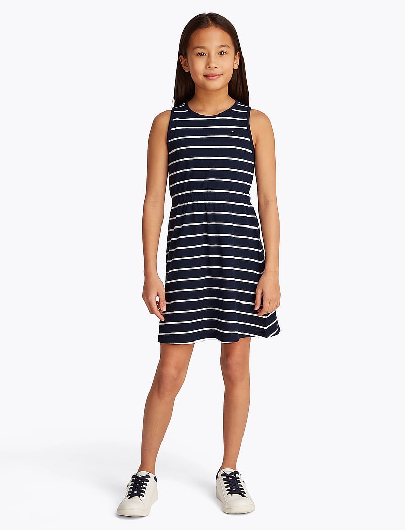 Tommy Hilfiger - LINEN JERSEY DRESS SLVLS - Ärmellose freizeitkleider - dark night navy stripes - 0