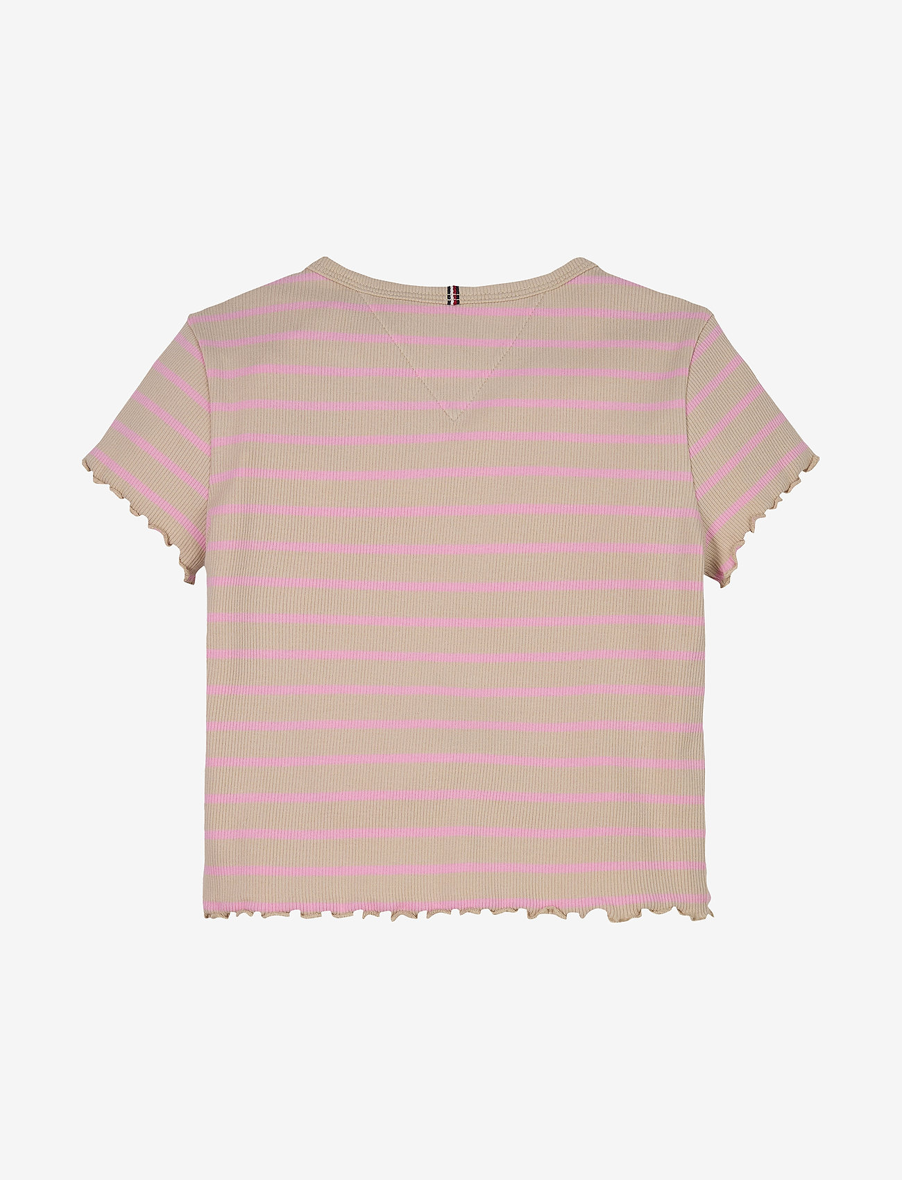 Tommy Hilfiger - RIB KNIT TOP SS - kortärmade t-shirts - classic beige pink sugar stripe - 2