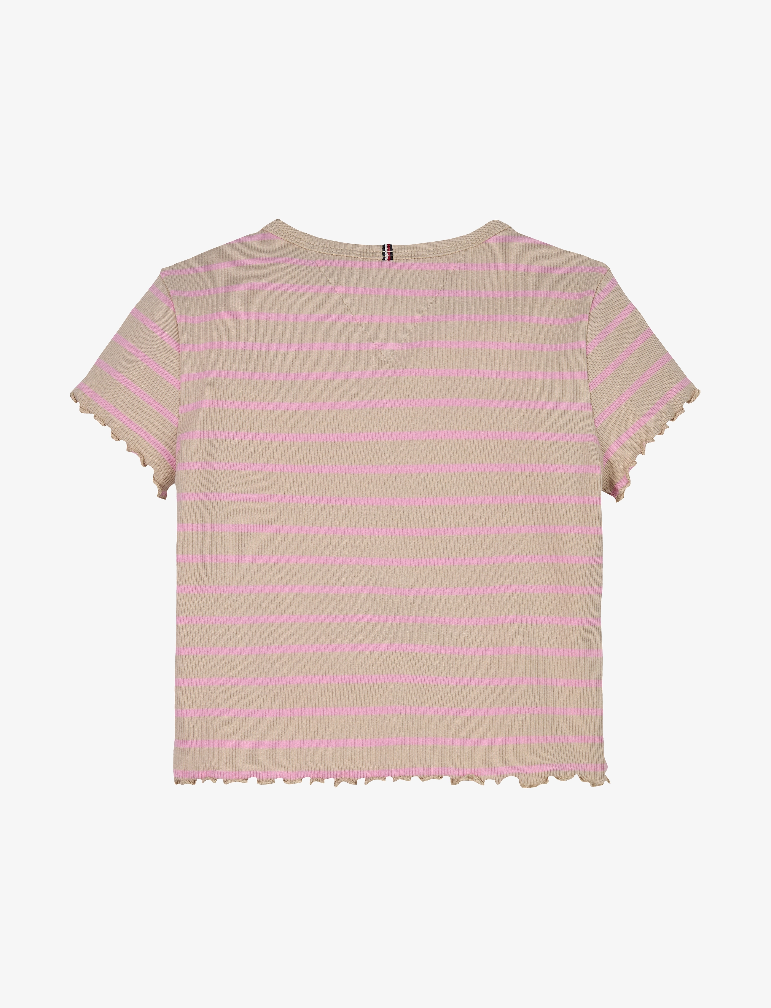 Tommy Hilfiger - RIB KNIT TOP SS - kortærmede t-shirts - classic beige pink sugar stripe - 2