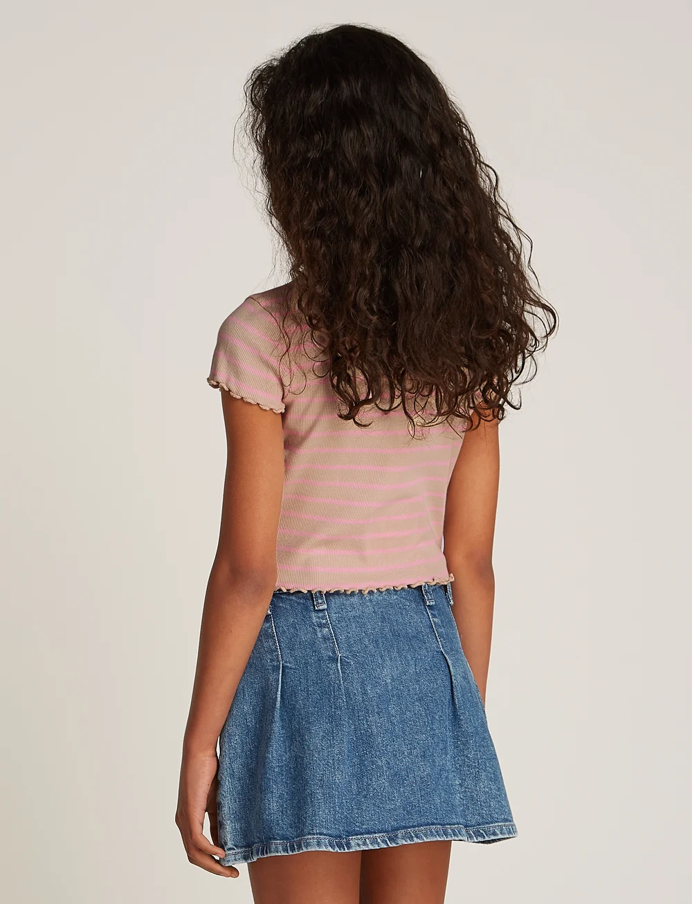 Tommy Hilfiger - RIB KNIT TOP SS - kortermede t-skjorter - classic beige pink sugar stripe - 3