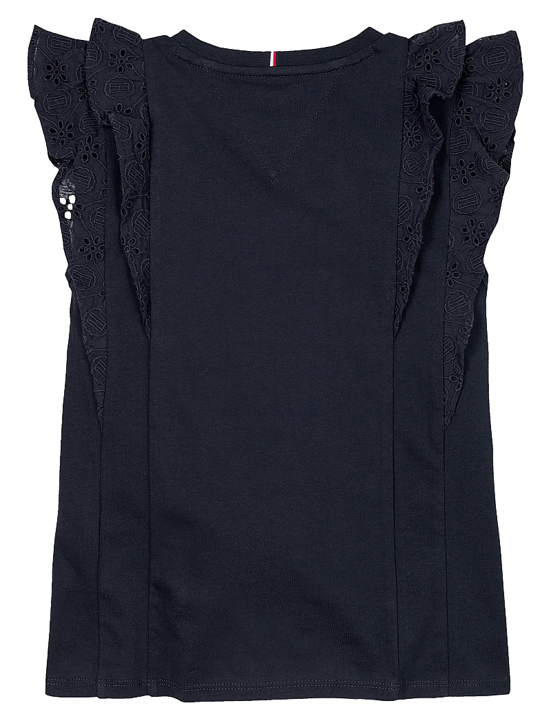 Tommy Hilfiger - BRODERIE ANGLAISE KNIT TOP SS - bluser & tunikaer - dark night navy - 1