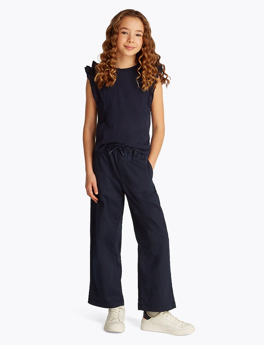Tommy Hilfiger - BRODERIE ANGLAISE KNIT TOP SS - dark night navy - 0