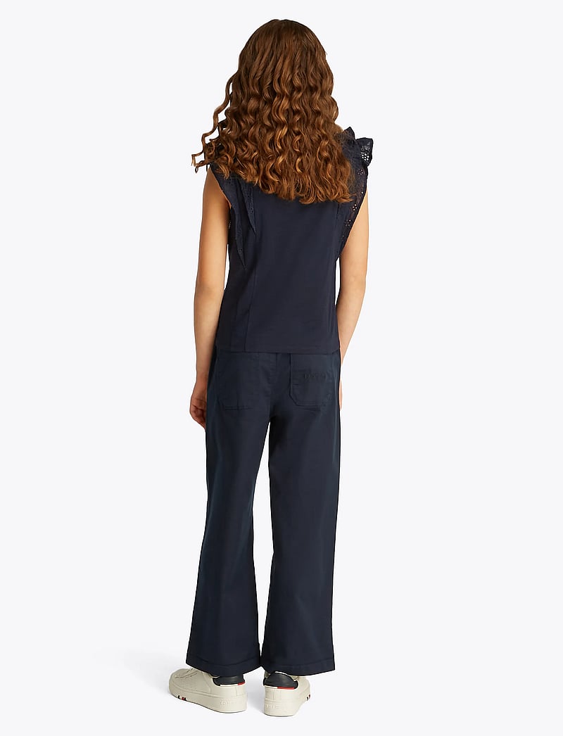 Tommy Hilfiger - BRODERIE ANGLAISE KNIT TOP SS - bluser & tunikaer - dark night navy - 3