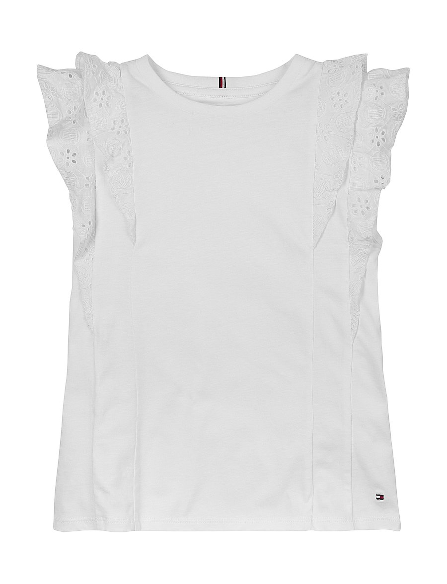 Tommy Hilfiger - BRODERIE ANGLAISE KNIT TOP SS - white - 0