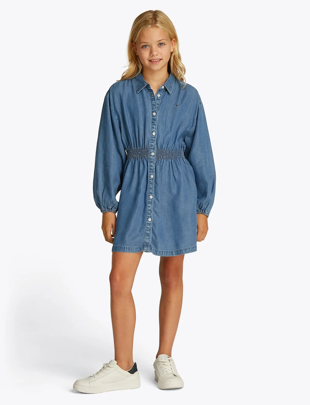 Tommy Hilfiger - CHAMBRAY SHIRT DRESS LS - långärmade vardagsklänningar - denim medium 01 - 0