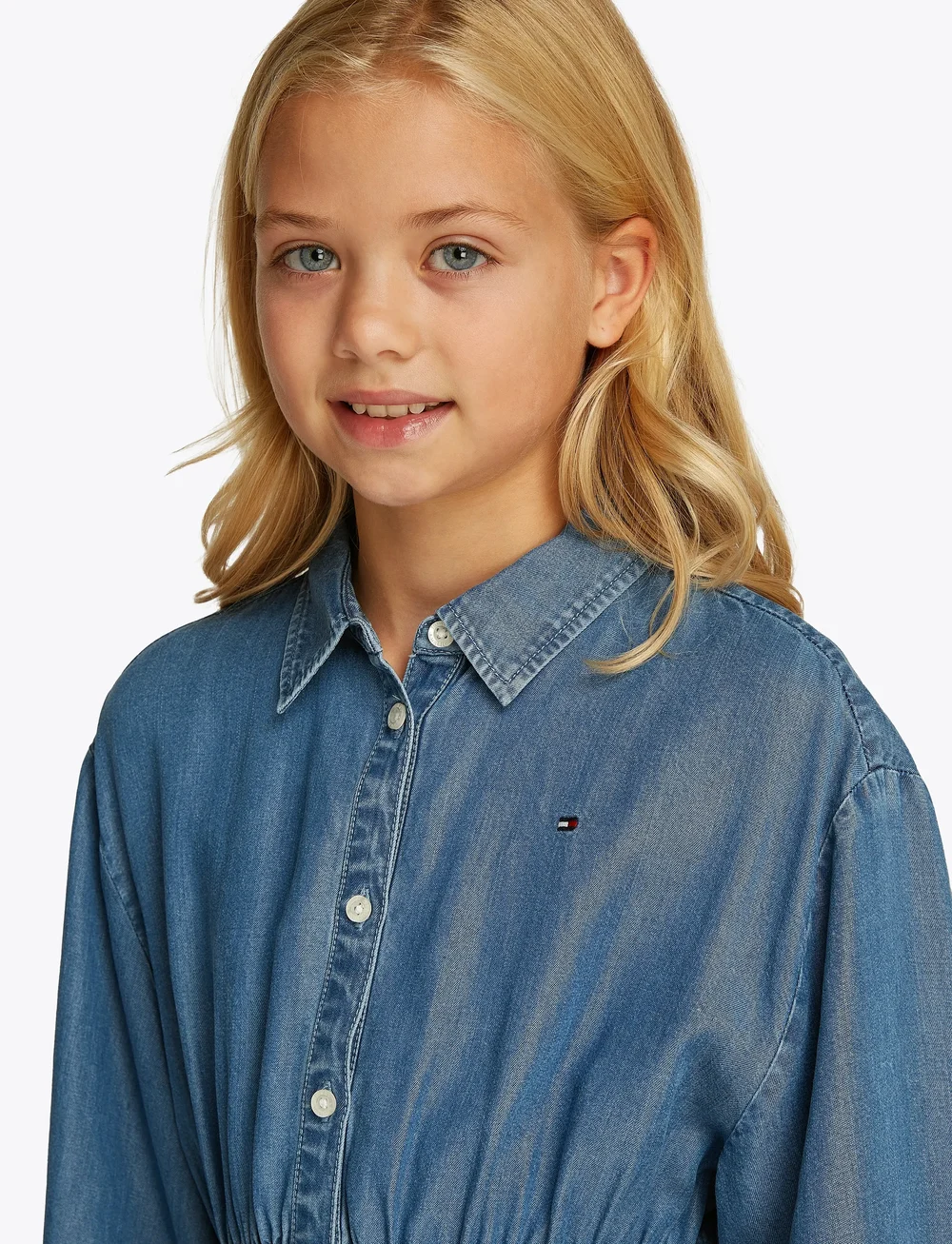Tommy Hilfiger - CHAMBRAY SHIRT DRESS LS - långärmade vardagsklänningar - denim medium 01 - 4