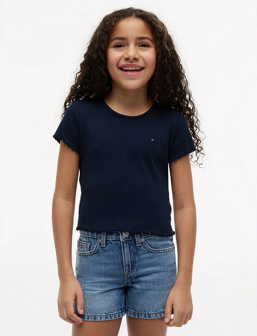 Tommy Hilfiger - ESSENTIAL RIB TOP SS - kurzärmelige - dark night navy - 0