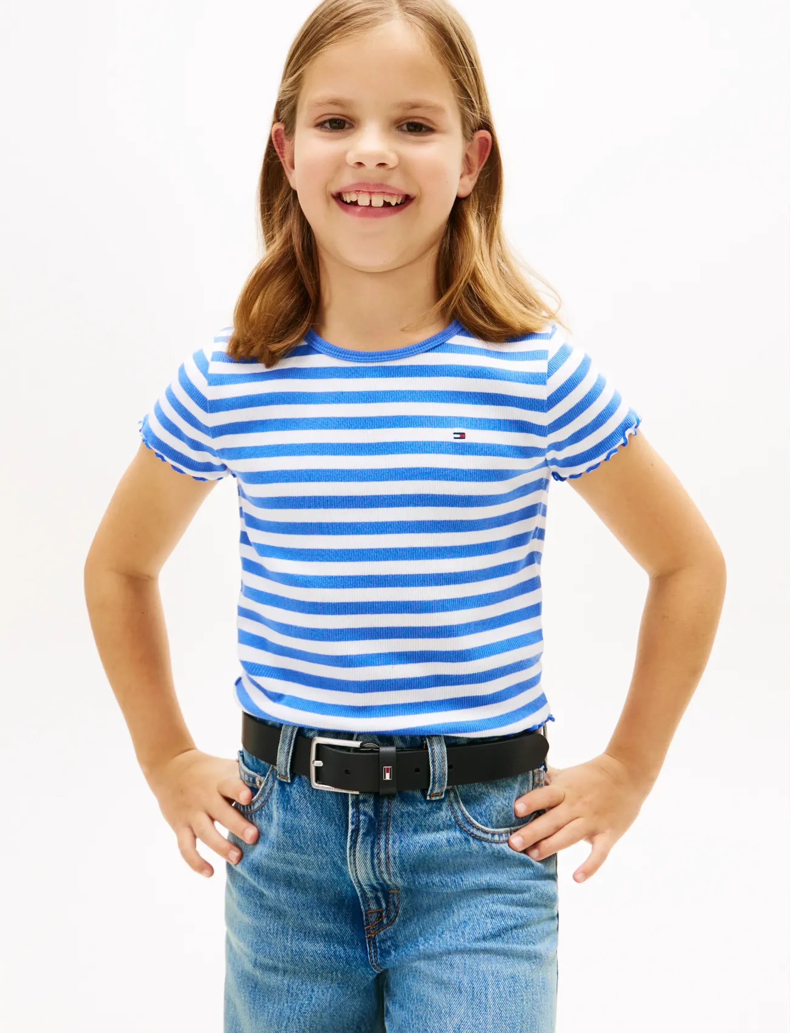 Tommy Hilfiger ESSENTIAL RIB TOP SS - T-shirts - EMPIRE BLUE STRIPES / blue