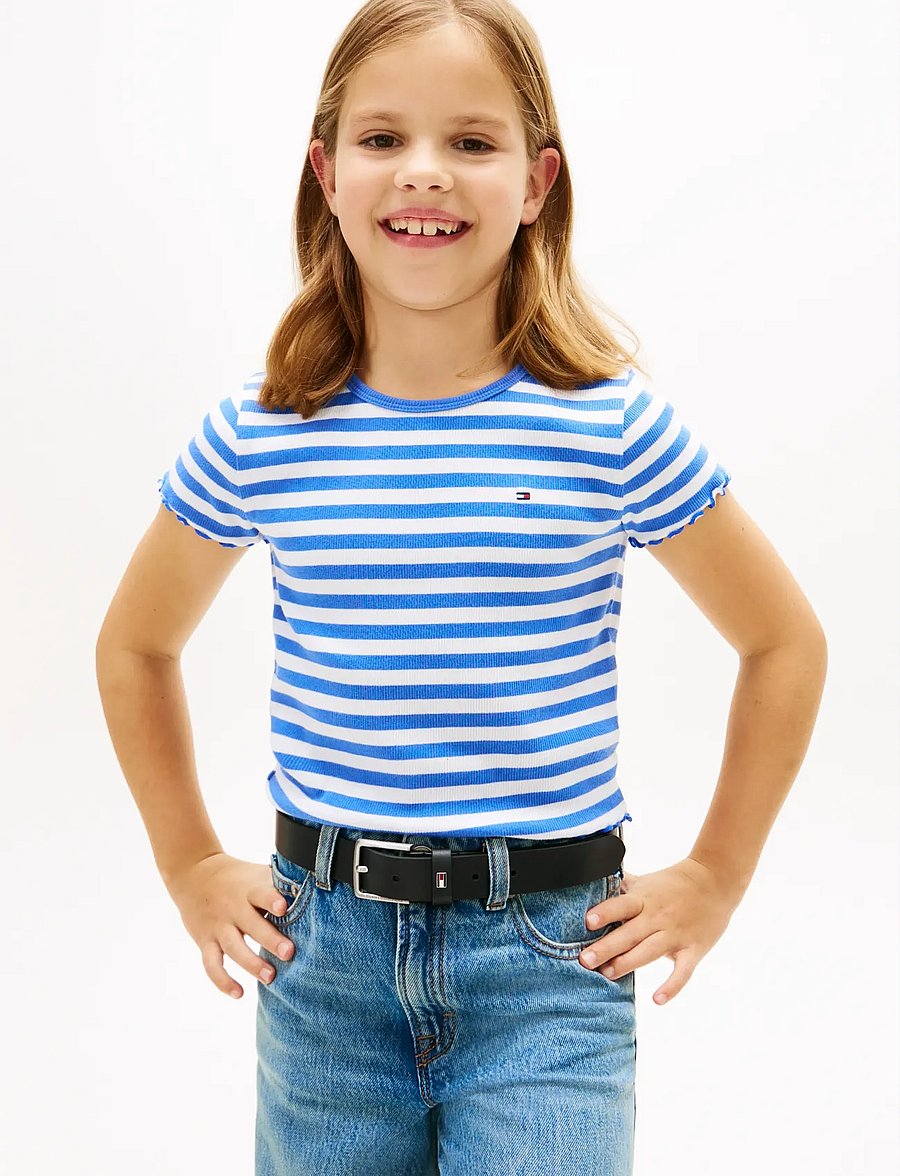 Tommy Hilfiger - ESSENTIAL RIB TOP SS - kurzärmelige - empire blue stripes - 0