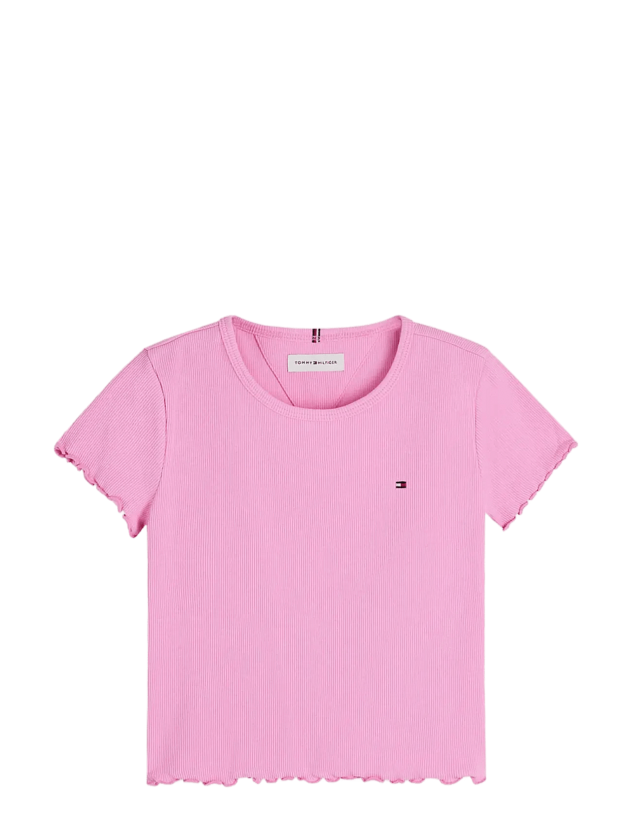 Tommy Hilfiger - ESSENTIAL RIB TOP SS - kurzärmelige - pink daisy - 1
