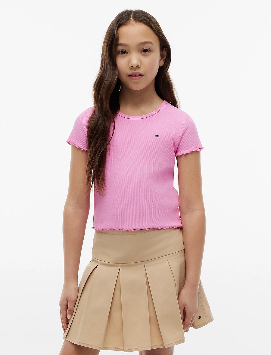 Tommy Hilfiger - ESSENTIAL RIB TOP SS - kurzärmelige - pink daisy - 0