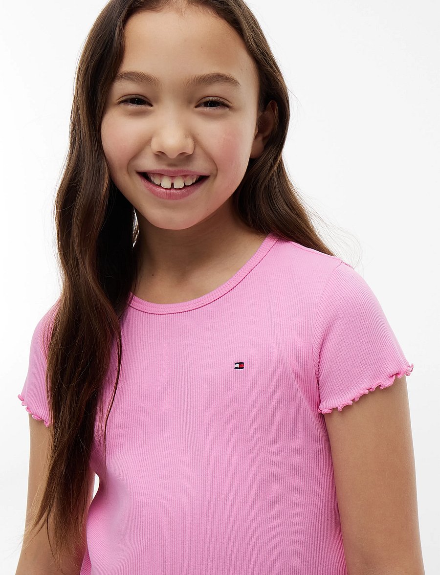 Tommy Hilfiger - ESSENTIAL RIB TOP SS - kurzärmelige - pink daisy - 3