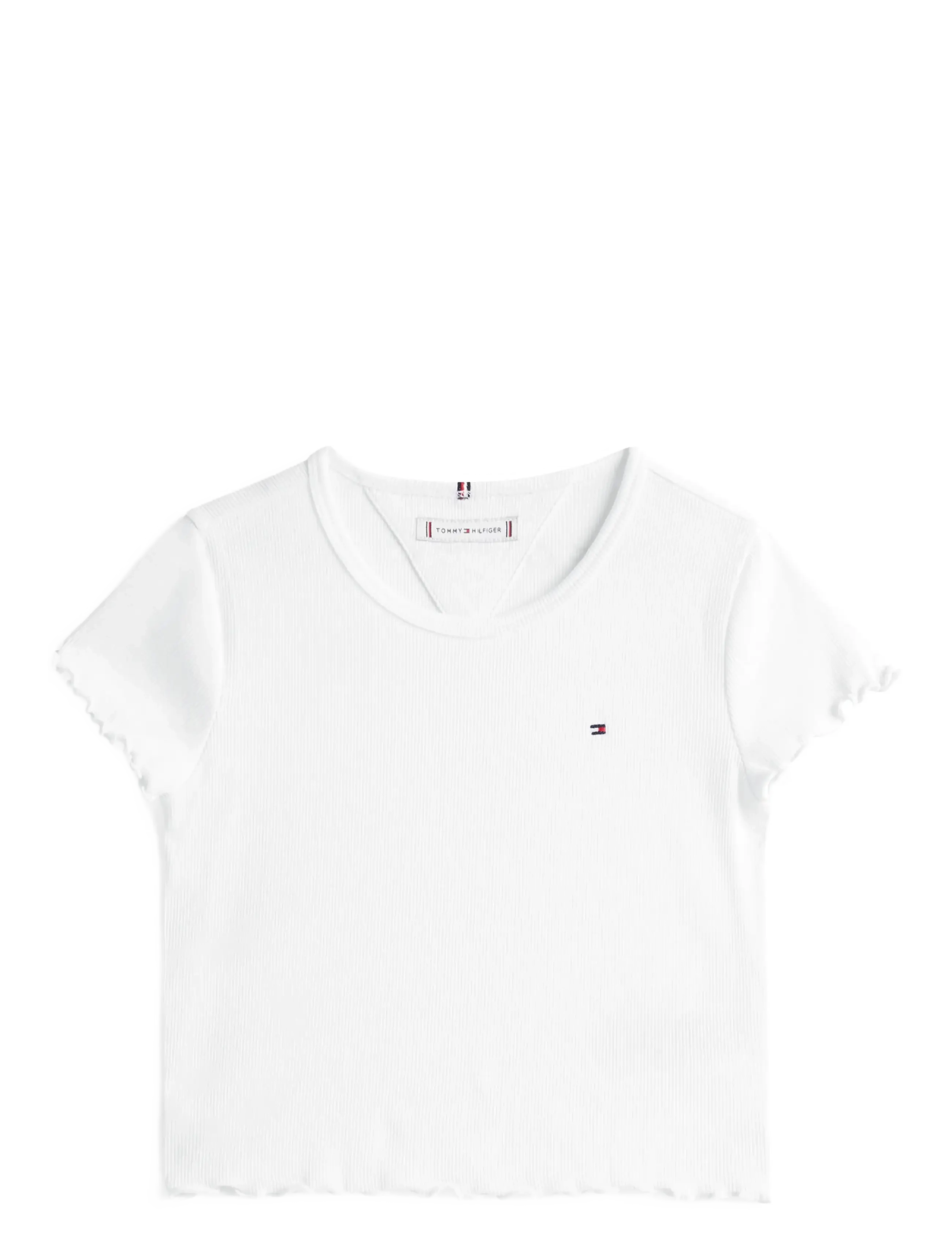 TOMMY HILFIGER Essential Rib Oberteil Ss Weiß - 128 - Kinder