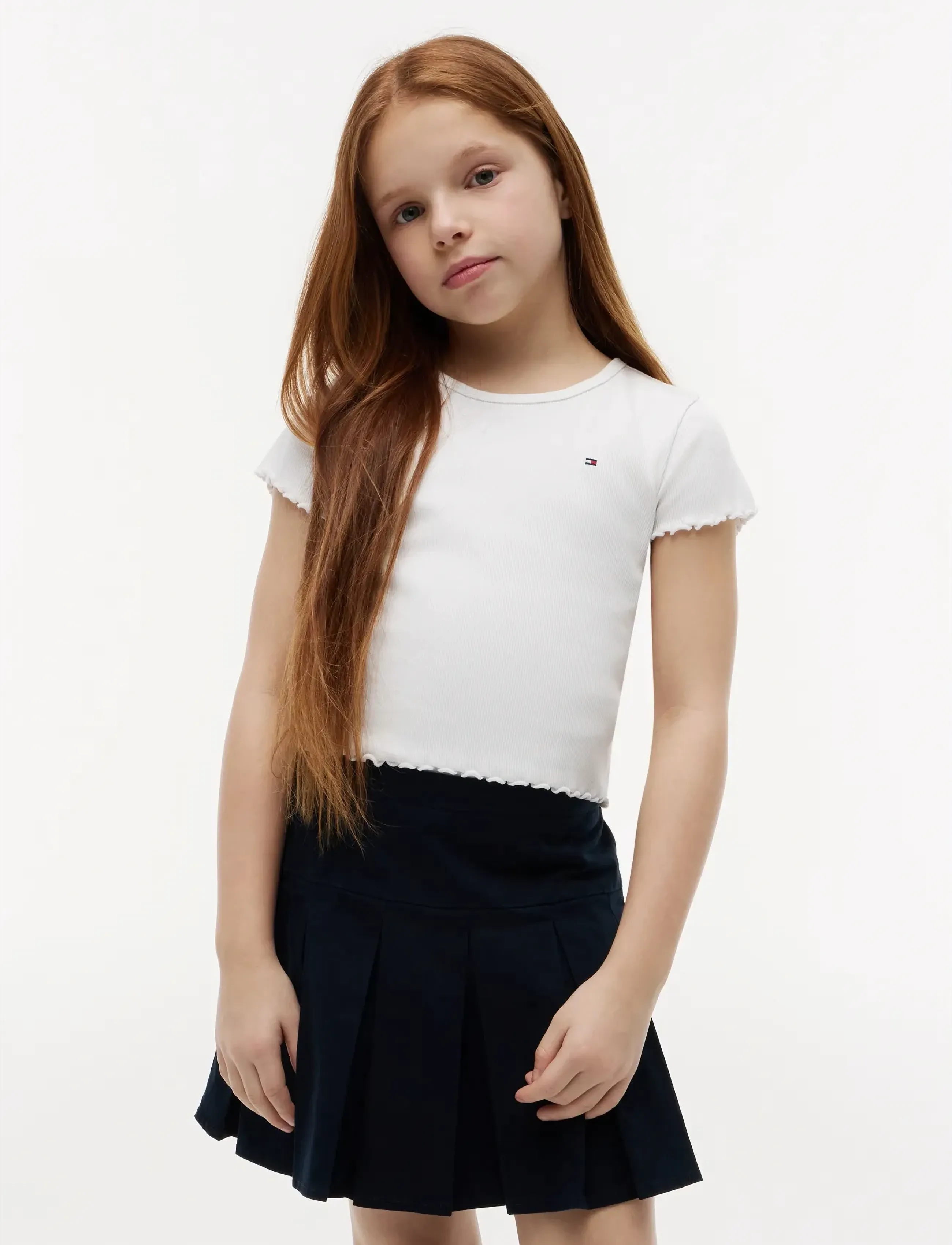 Tommy Hilfiger ESSENTIAL RIB TOP SS - Toppar & T-shirts - WHITE / white