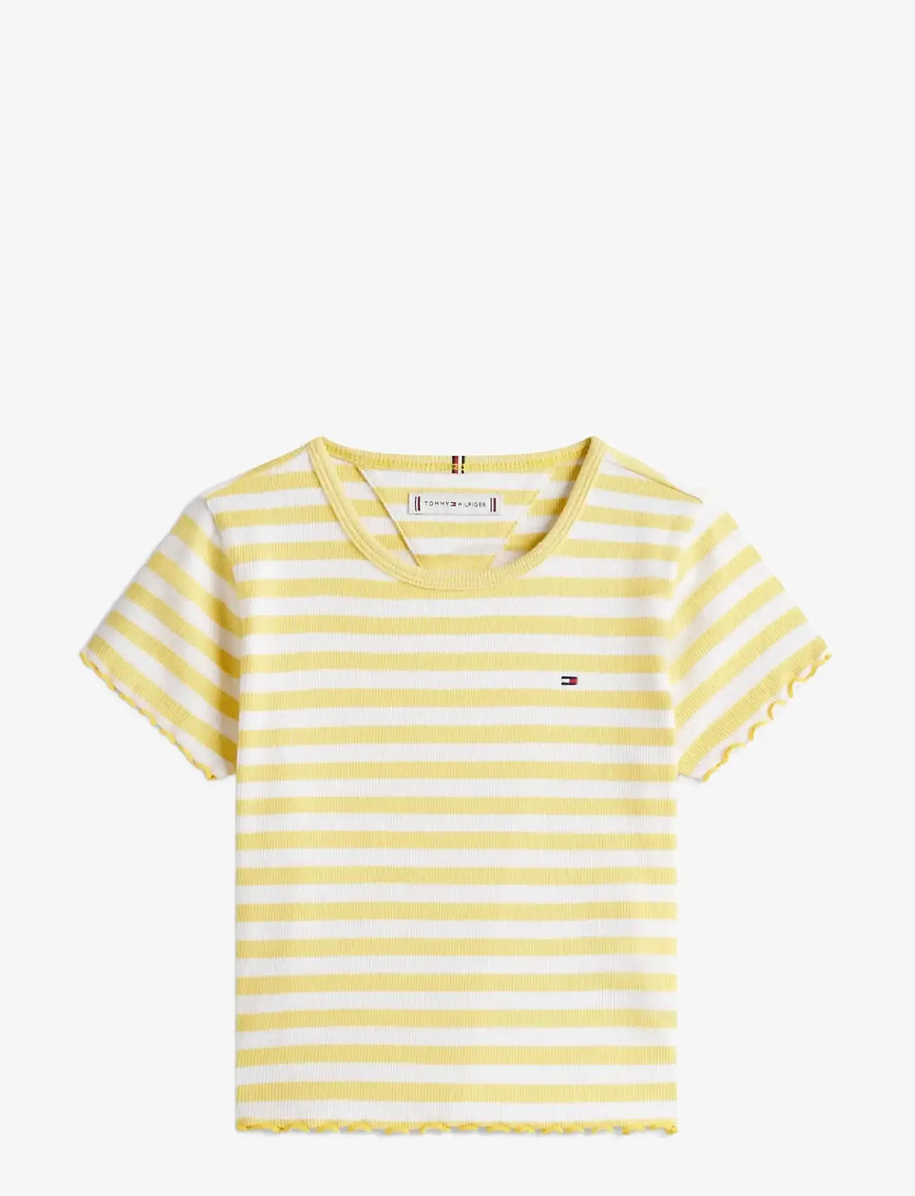 Tommy Hilfiger - ESSENTIAL RIB TOP SS - kortærmede t-shirts - yellow dahlia stripes - 1