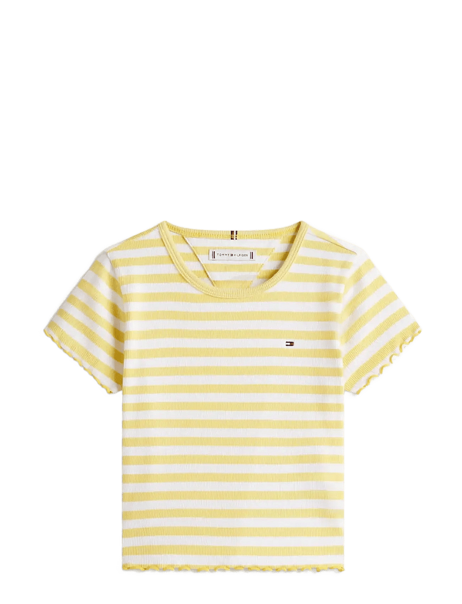 Tommy Hilfiger - ESSENTIAL RIB TOP SS - kurzärmelige - yellow dahlia stripes - 1