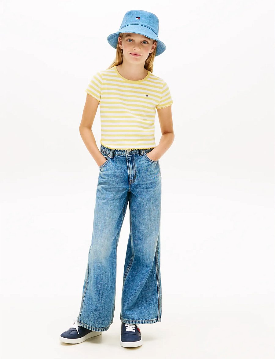 Tommy Hilfiger - ESSENTIAL RIB TOP SS - kurzärmelige - yellow dahlia stripes - 3