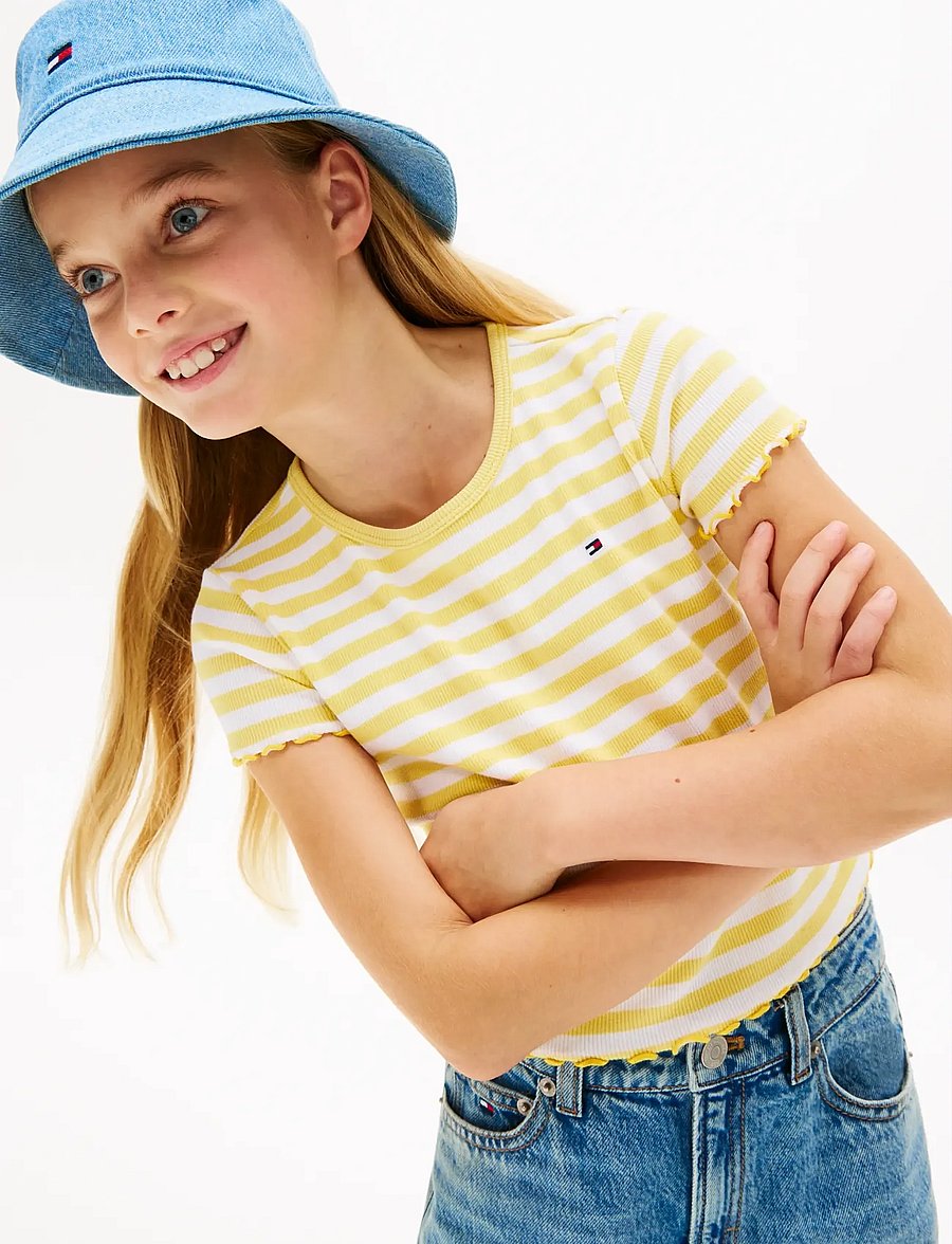 Tommy Hilfiger - ESSENTIAL RIB TOP SS - kurzärmelige - yellow dahlia stripes - 4