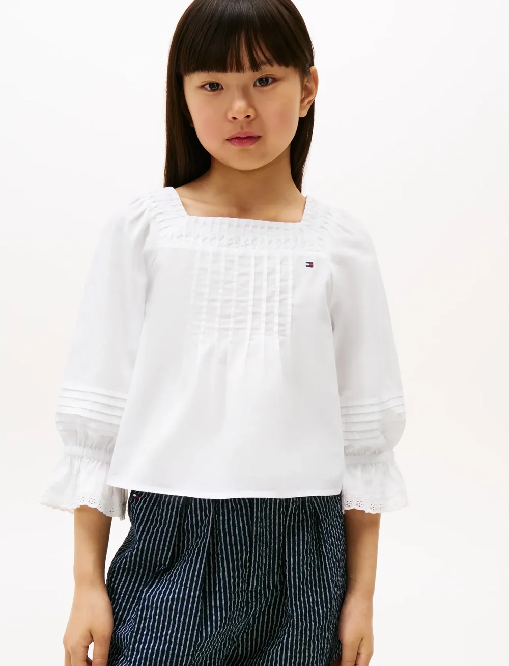 Tommy Hilfiger - BRODERIE ANGLAISE BLOUSE - blusen & tuniken - white - 0