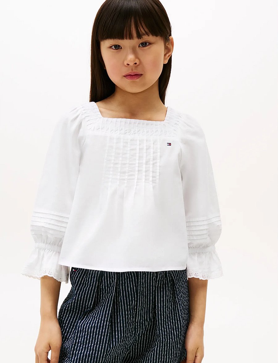 Tommy Hilfiger - BRODERIE ANGLAISE BLOUSE - chemisiers & tuniques - white - 0