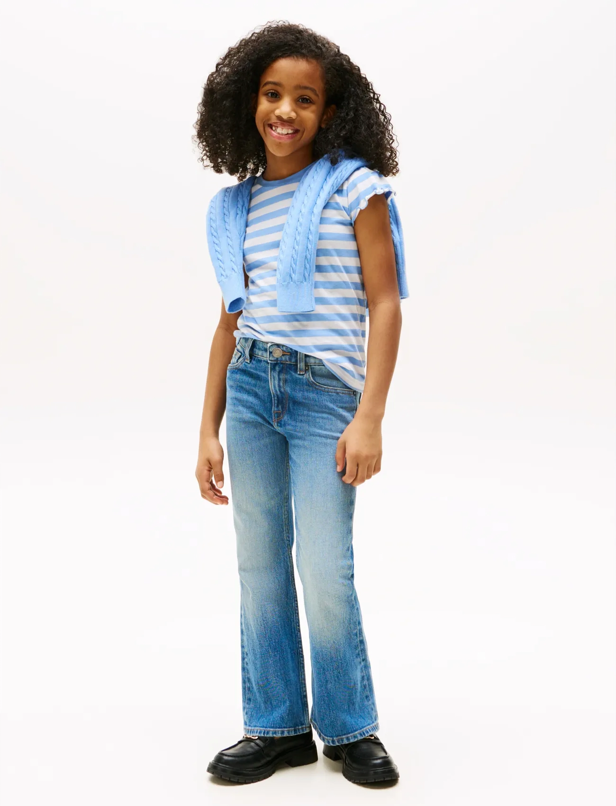 Tommy Hilfiger - ESSENTIAL STRIPE RUFFLE TOP SS - cloudy blue stripes - 2