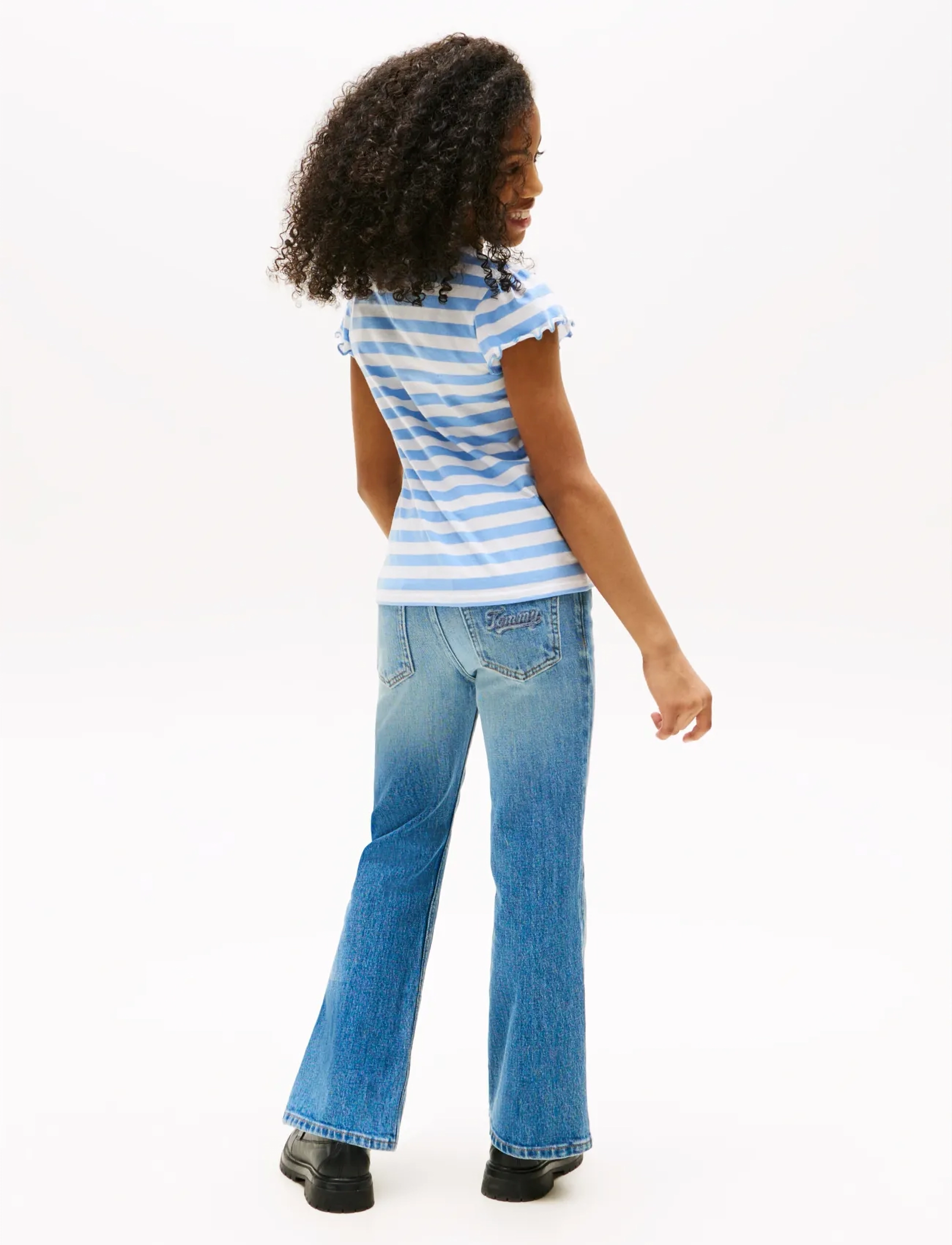 Tommy Hilfiger - ESSENTIAL STRIPE RUFFLE TOP SS - cloudy blue stripes - 3