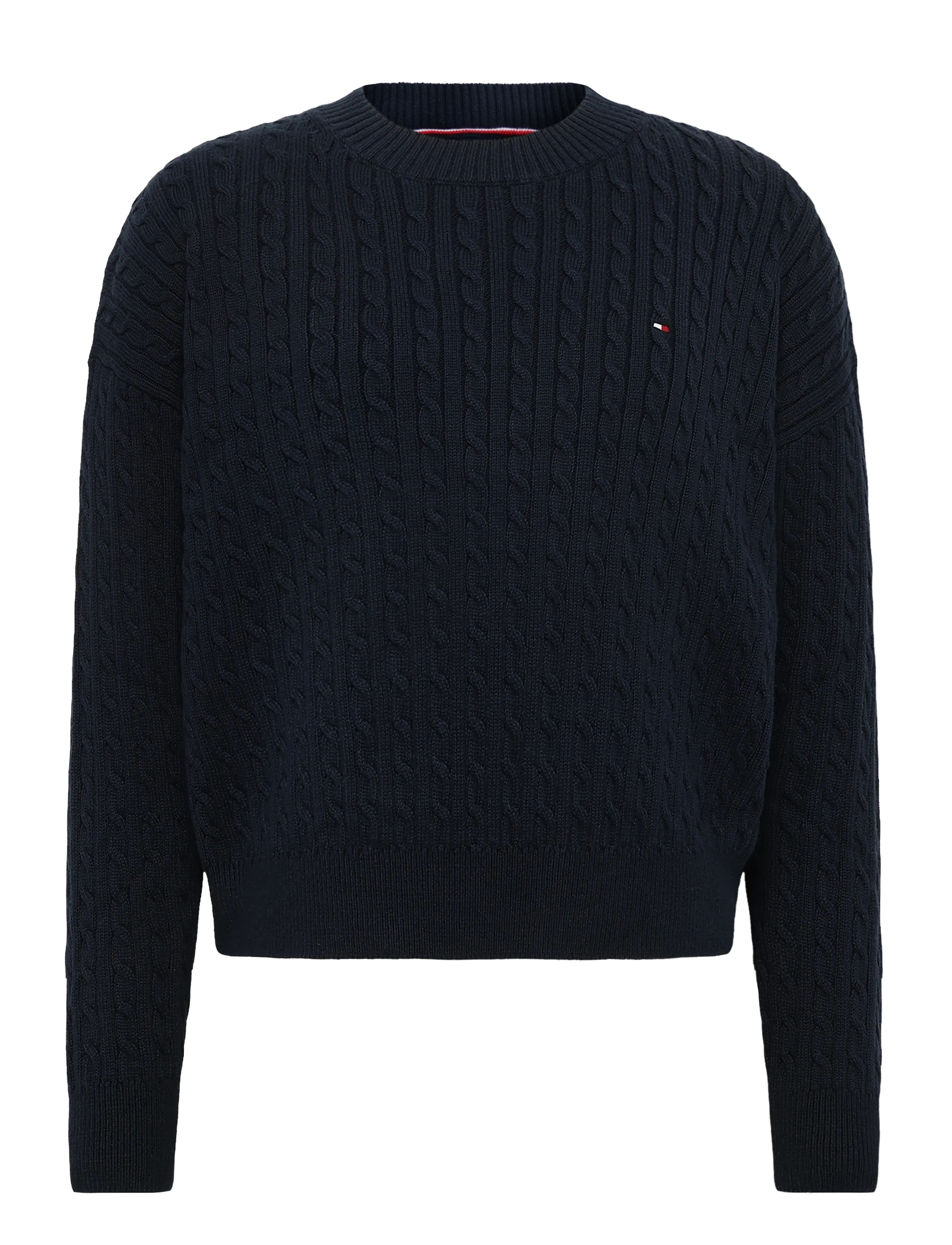 Tommy Hilfiger Cable Sweater, 44, Navy, Strik > Pullovere, Børn