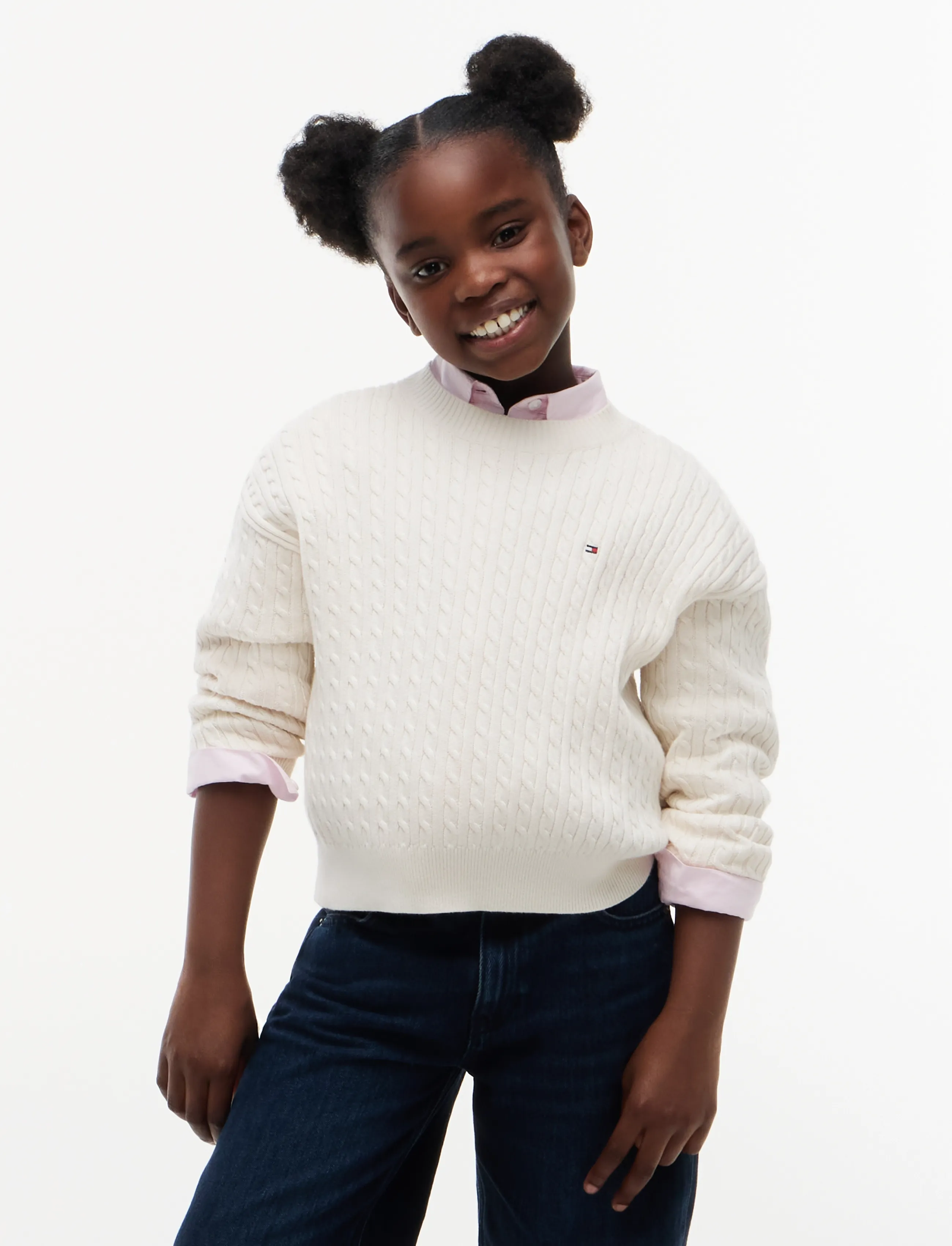 Tommy Hilfiger CABLE SWEATER - Tommy Hilfiger - IVORY PETAL / cream