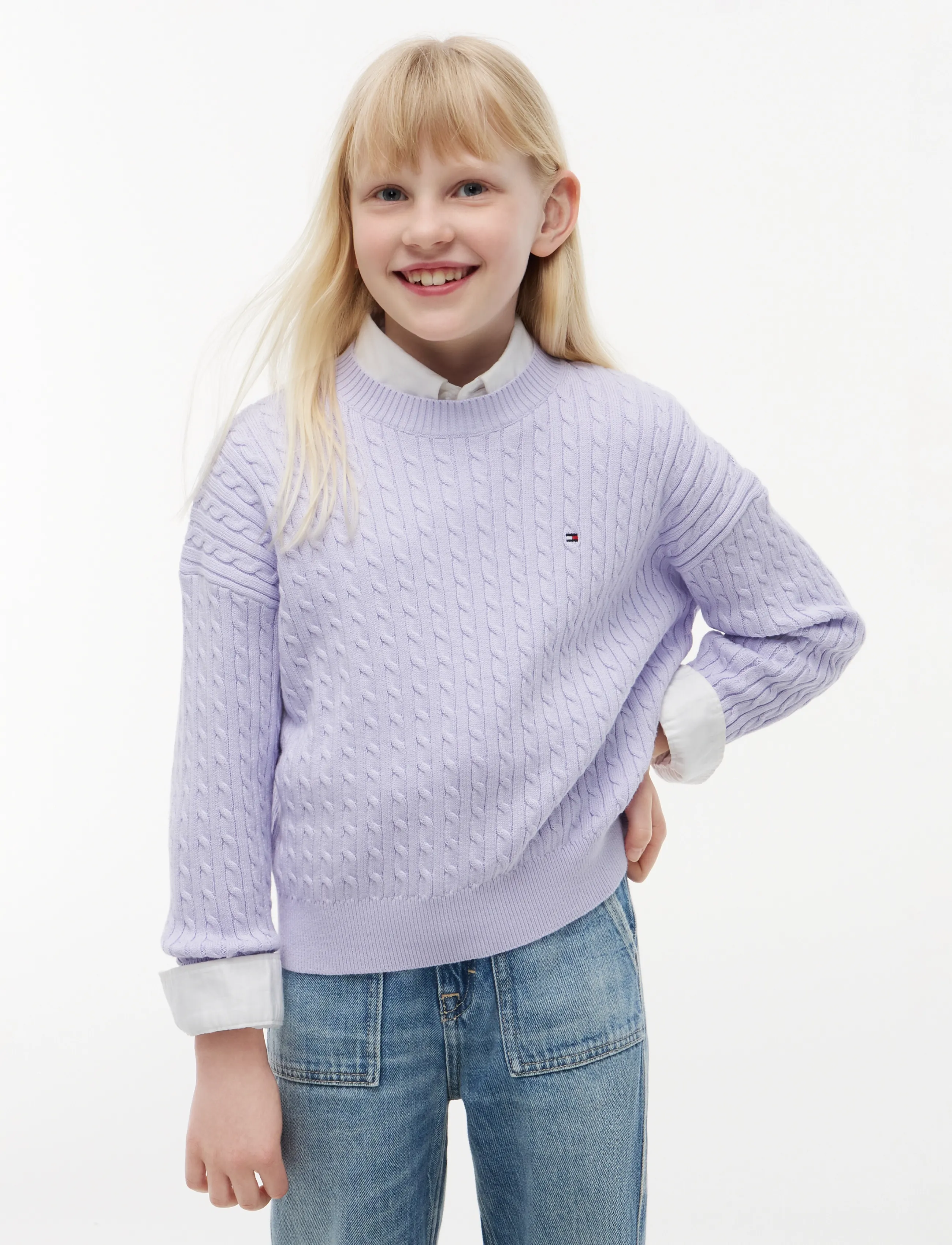 Tommy Hilfiger CABLE SWEATER - Tommy Hilfiger - LAVENDER ICE / purple